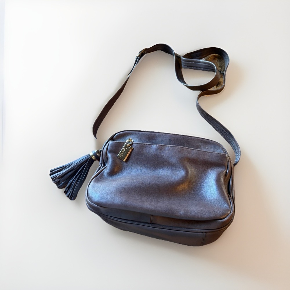 Vintage Genuine Leather Tiganello Crossbody Zip Shut Bag